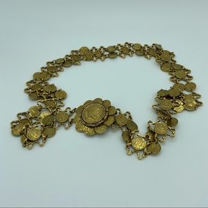 SOLD 📦 Vintage Gold Tone Metal Emperor Napoleon “Coin” Chain Belt